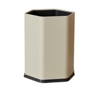 Fashionable Indoor Garbage Bin, Hexagon Trash Can No Lid, 9/15 Liter Stainless Steel Trash Can, Open Top Trash Bin with Removable Inner Bucket for Bathroom, Office, Bedroom,Get More Storage(Cream Whit