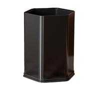 Fashionable Indoor Garbage Bin, Hexagon Trash Can No Lid, 9/15 Liter Stainless Steel Trash Can, Open Top Trash Bin with Removable Inner Bucket for Bathroom, Office, Bedroom,Get More Storage(Black,15L)
