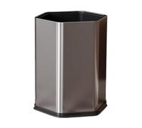 Fashionable Indoor Garbage Bin, Hexagon Trash Can No Lid, 9/15 Liter Stainless Steel Trash Can, Open Top Trash Bin with Removable Inner Bucket for Bathroom, Office, Bedroom,Get More Storage(Silver,15L