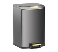 Fashionable Indoor Garbage Bin, Luxury Soft Close Trash Can with Lid, Stainless Steel Garbage Can with Step Pedal and Inner Bucket for Kitchen, Bathroom, Living Room, Office,Get More Storage(Black,9L