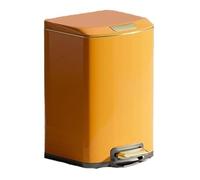 Fashionable Indoor Garbage Bin, Luxury Soft Close Trash Can with Lid, Stainless Steel Garbage Can with Step Pedal and Inner Bucket for Kitchen, Bathroom, Living Room, Office,Get More Storage(Orange,7