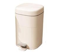 Fashionable Indoor Garbage Bin, Retro Plastics Trash Can Step Open Trash Can, 8/10/15 Liter Soft Close Lid Garbage Bin with Pressure Ring for Living Room, Bedroom, Bathroom,Get More Storage(White-Gra