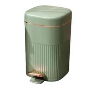 Fashionable Indoor Garbage Bin, Retro Plastics Trash Can Step Open Trash Can, 8/10/15 Liter Soft Close Lid Garbage Bin with Pressure Ring for Living Room, Bedroom, Bathroom,Get More Storage(Green-Gol