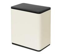 Fashionable Indoor Garbage Bin, Slim Bathroom Trash Can, Modern Metal Trash Can Wastebasket with Press Top Lid, 3.1 Gallon Narrow Trash Bin with Removable Liner Bucket,Get More Storage(Cream White)