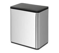 Fashionable Indoor Garbage Bin, Slim Bathroom Trash Can, Modern Metal Trash Can Wastebasket with Press Top Lid, 3.1 Gallon Narrow Trash Bin with Removable Liner Bucket,Get More Storage(Silver)