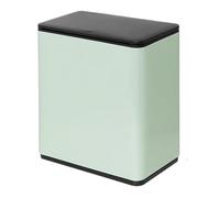 Fashionable Indoor Garbage Bin, Slim Bathroom Trash Can, Modern Metal Trash Can Wastebasket with Press Top Lid, 3.1 Gallon Narrow Trash Bin with Removable Liner Bucket,Get More Storage(Light Green)