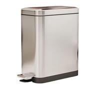 Fashionable Indoor Garbage Bin, Slim Stainless Steel Trash Can Step Pedal Trash Can - Narrow Soft Close Lid Garbage Bin with Removable Inner Bucket for Home Kitchen Bathroom,Get More Storage(Silver,1