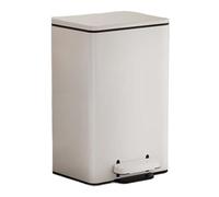 Fashionable Indoor Garbage Bin, Trash Can with Lid, Stainless Steel Garbage Can with Foot Pedal, Soft Close Step Trash Can with Inner Bucket for Home Office Commercial,Get More Storage(White,13L)