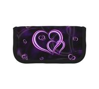 Fashional - Estuche pequeño para lápices, diseño de corazones morados, estuche estético para lápices, bolsa de almacenamiento para bolígrafos, oficina, Black, Talla única, Organizador de bolsas