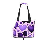 Fashional - Transportador de perro con estampado de corazón morado para perros pequeños, gatos, bolso antisaltos para perros con bolsillos grandes, viajes al aire libre