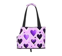 Fashional - Transportador para perros pequeños, gatos, con estampado de corazones morados, bolso antisaltos para mascotas con bolsillos grandes, viajes al aire libre