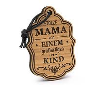 Fashionalarm Llavero con texto en alemán "Stolze Mama von 1 Kind aus Holz mit Gravur | Geschenk Idee Geburtstag Muttertag Geburt Baby Mädchen Junge Mutter, marrón