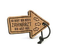 Fashionalarm Llavero de madera con texto en alemán "So sieht der Beste DENTIST" der Welt aus | Geschenk Idee Dentist Médico Profesión Trabajo, marrón, ver descripción