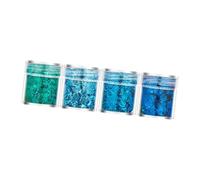 FashionCha 4x Nail Art Foil Flakes Confeti Foil Glitter Lentejuelas Manicura Charms Decoraciones, Azul Verde