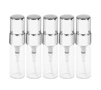 FashionCha 5 Piezas Botella de Perfume Vacía Atomizador Spray Vidrio Mini Botella Reutilizable Y Recargable con Tapa de Adecuado para Viaje Oficina Hogar, Plata, Individual