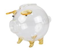 FashionCha Alcancía de Cerdito Hucha Transparente Caja para Monedas Banco de Ahorro de Vidrio Contenedor Decorativo Adecuado para Niños Niñas Escritorio Habitaci, Ranura Larga 7.5x6cm