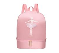 FashionCha Ballet Dance Backpack con Compartimento Separado para Zapatos Mochila Casual Portátil Bolso de Mano para Niñas Bailarinas Hecho de Tela Oxford Suave Y, Rosa estilo a., unico