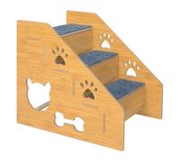 FashionCha Escalera para Mascotas Peldaños de Madera Diseño Antideslizante Base Reforzada Material Solido Ligero para Gatos Y Perros Cachorros Adecuado para Dorm, 3 Capas
