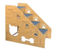FashionCha Escalera para Mascotas Peldaños de Madera Diseño Antideslizante Base Reforzada Material Solido Ligero para Gatos Y Perros Cachorros Adecuado para Dorm, 4 Capas