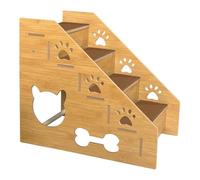 FashionCha Escalera para Mascotas Rampa de Madera para Gato Peldaños Antideslizantes Escalera Portátil Estructura Reforzada Adecuado para Perros Gatos Animales D, 4 Capas