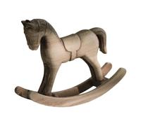 FashionCha Estatua Caballo Mecedor Ornamento Madera Figura Decorativa Escultura Creativa Material Y Apariencia Artística Adecuada para Regalo Dormitorio, Beige Gris, Individual
