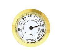 FashionCha Higrómetro Analógico Mini Medidor Mecánico Redondo con Cubierta Metálica Resistente para Medir Humedad Adecuado para Gabinete Sótano Patio Caja de Vin, Oro 27 Mm