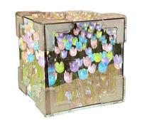 FashionCha Lámpara de Espejo con Forma de Tulipán en Forma de Cubo DIY, Lámpara de Mesa para Decoración de Dormitorio, Lámpara de Flor de Tulipán para