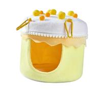 FashionCha Nido Cálido para Pájaros Pequeño Casa Cama Colgante Felpa Esponja Invierno Hamaca Estable Adecuado para Hámster Chinchilla Entorno Doméstico, Amarillo Y Blanco