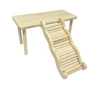 FashionCha para Hámster con Escalera Madera Accesorio Refugio Animal Pequeño Juguete Decorativo Adecuado para Mascotas Y Ambientación de Jaulas, M Table and L Ladder