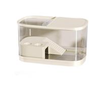 FashionCha Tanque para Reptiles, Tanque Robusto con 2 Cubiertas para Principiantes, Acuario para Tortugas con Zona para Cangrejos Ermitaños y Anfibios Pequeños, Beige Medio, Individual