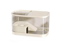 FashionCha Tanque para Reptiles, Tanque Robusto con 2 Cubiertas para Principiantes, Acuario para Tortugas con Zona para Cangrejos Ermitaños y Anfibios Pequeños, Beige Grande, Individual