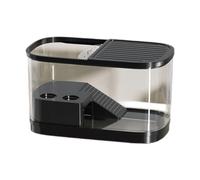 FashionCha Tanque para Reptiles, Tanque Robusto con 2 Cubiertas para Principiantes, Acuario para Tortugas con Zona para Cangrejos Ermitaños y Anfibios Pequeños, Negro Medio, Individual