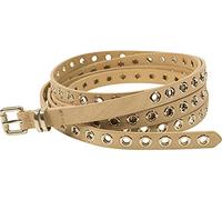 fashionchimp Cinturón doble para mujer, cinturón envolvente con remaches perforados y cierre plateado, ancho aprox. 1,5 cm, beige, Talla única