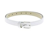 FASHIONGEN - Cinturón de 2 cm cuero italiano genuino para las mujeres, LINDA - Blanco (Hebilla plateada), 110
