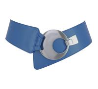 FASHIONGEN - Cinturón de Cuero auténtica ancho para mujer con hebilla redonda cruzada SOLAINE - Azul, XL-XXL