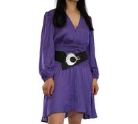 FASHIONGEN - Cinturón de Cuero auténtica ancho para mujer con hebilla redonda cruzada SOLAINE - Negro (Hebilla plateada), S-L