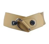 FASHIONGEN - Cinturón elástico de cuero de vaqueta para mujer, DARLENE - Beige, XX-Large