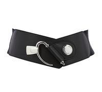 FASHIONGEN - Cinturón elástico de cuero de vaqueta para mujer, DARLENE - Negro, Medium