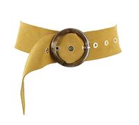 FASHIONGEN - Cinturón mujer Piel Gamuza 6,5 cm, fabricado en Francia ANETTE - Camello Claro, S-M
