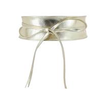 FASHIONGEN - Cinturón Obi de cuero, Cuero Vacuno Plena Flor, para las mujeres, cinturón de vestido, CASSIANE - Dorado, L-XL