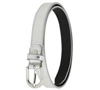 FASHIONGEN - Cinturón para mujer en cuero italiano, LUNA, Fabricado en Francia - Plateado, 65