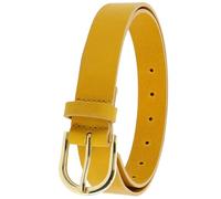 FASHIONGEN - Cinturón para mujer en Piel de Toro Curtida al Vegetal, 3 cm de ancho, RIVOLI - Amarillo (Hebilla dorada), 95