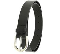 FASHIONGEN - Cinturón para mujer en Piel de Toro Curtida al Vegetal, 3 cm de ancho, RIVOLI - Negro (Hebilla plateada), 95