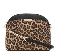 FashionPuzzle Bandolera pequeña con estampado de leopardo y correa de cadena, Negro/Bronceado Clásico, Talla única