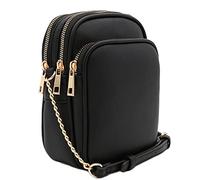 FashionPuzzle Bolso cruzado casual de cuero PU con múltiples bolsillos con correa ajustable, Negro -, Talla única