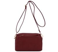 FashionPuzzle Bolso cruzado pequeño con triple cremallera, Borgoña, Talla única