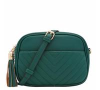 FashionPuzzle Chevron Bolsa cruzada acolchada para cámara con borla, verde (Dark Teal), Talla única