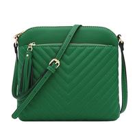 FashionPuzzle Chevron Quilted Medium Crossbody Bag with Tassel Accent
