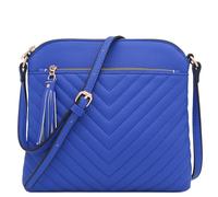 FashionPuzzle Chevron Quilted Medium Crossbody Bag with Tassel Accent