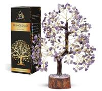 FASHIONZAADI Amethyst Bonsai Money Tree Feng Shui Crystal Gemstone Trees Chakra Stone Healing Crystals Good Luck Home Office Table Décor Health Prosperity Size 10-12 Inch (Golden Wire)